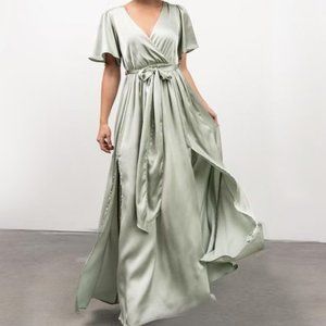 XL Baltic Born Sicily Satin Maxi Dress in Sage/Light Green/Mint